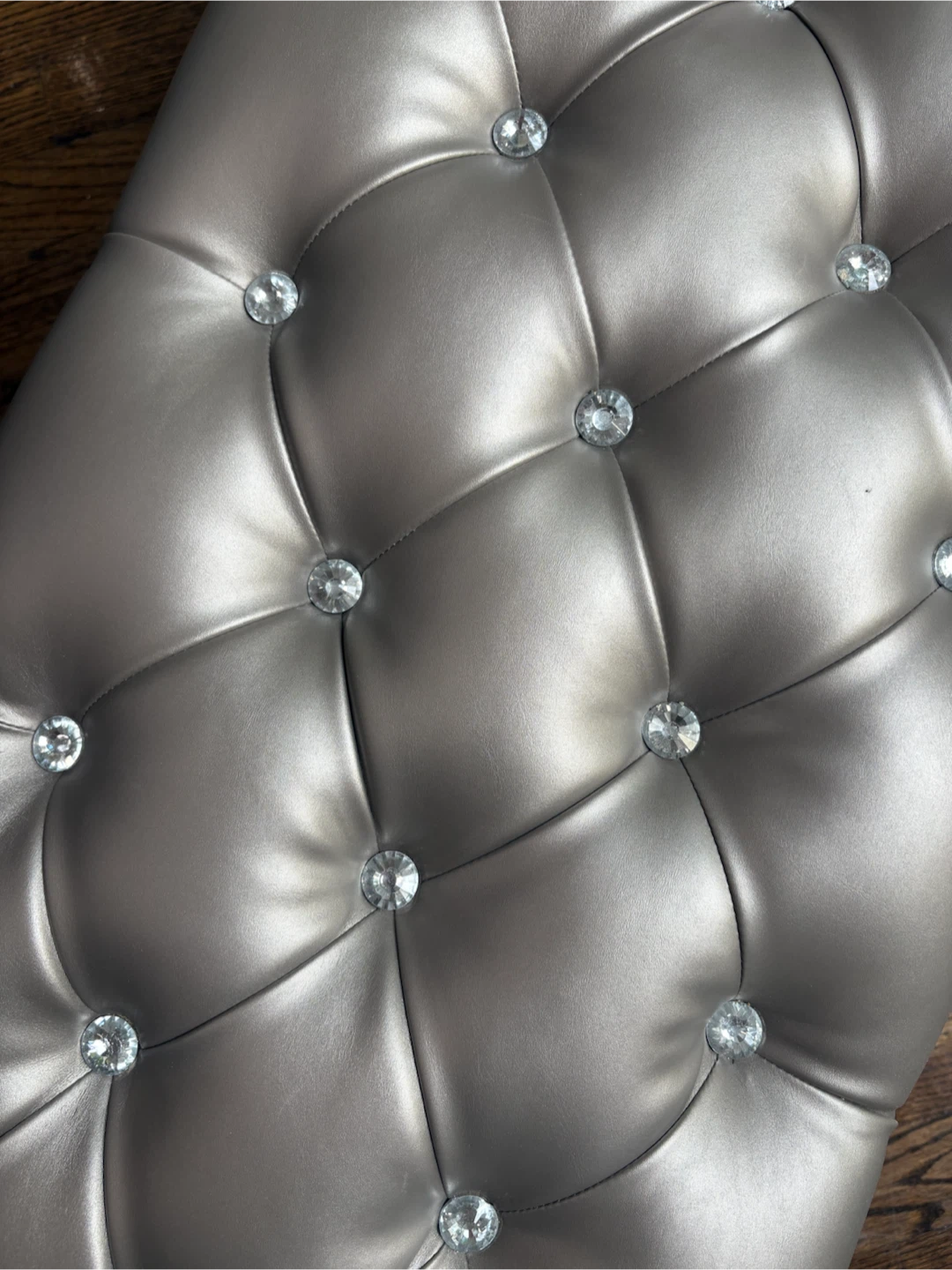 Tufted Leather Bench with Crystal Accents - photo 2
