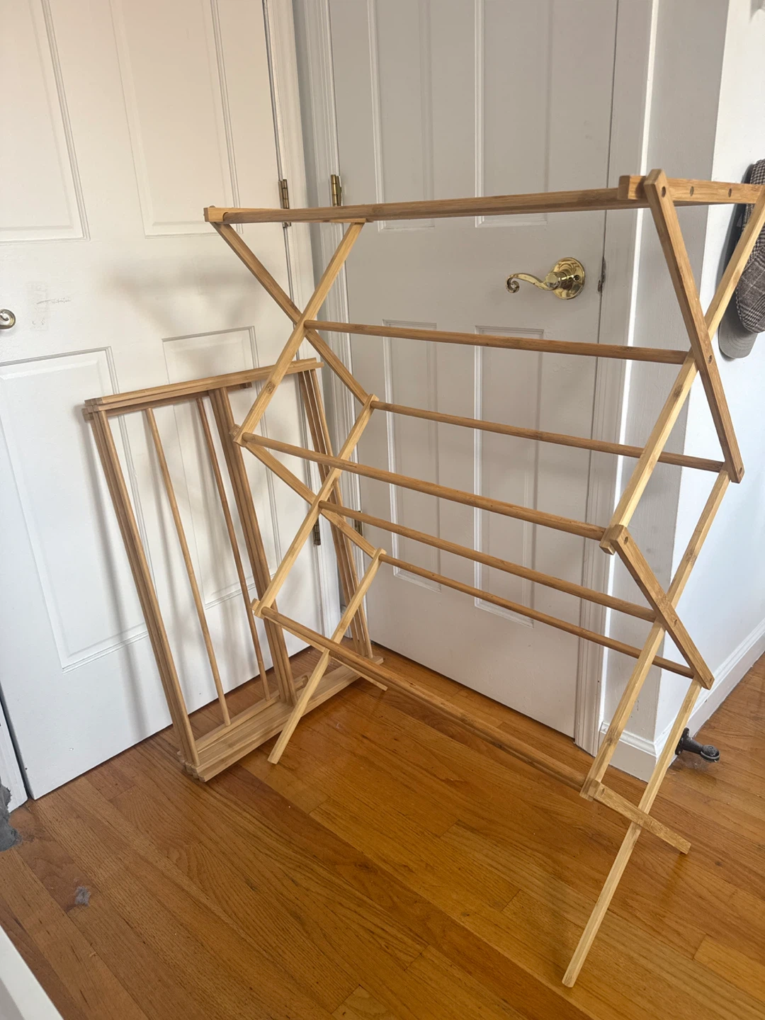 Two Foldable Bamboo Drying Racks