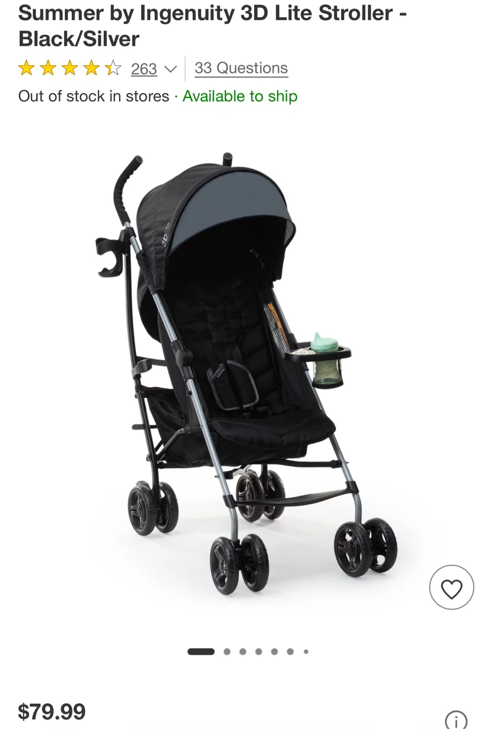 Summer by Ingenuity 3D Lite Stroller - Black/Silver
