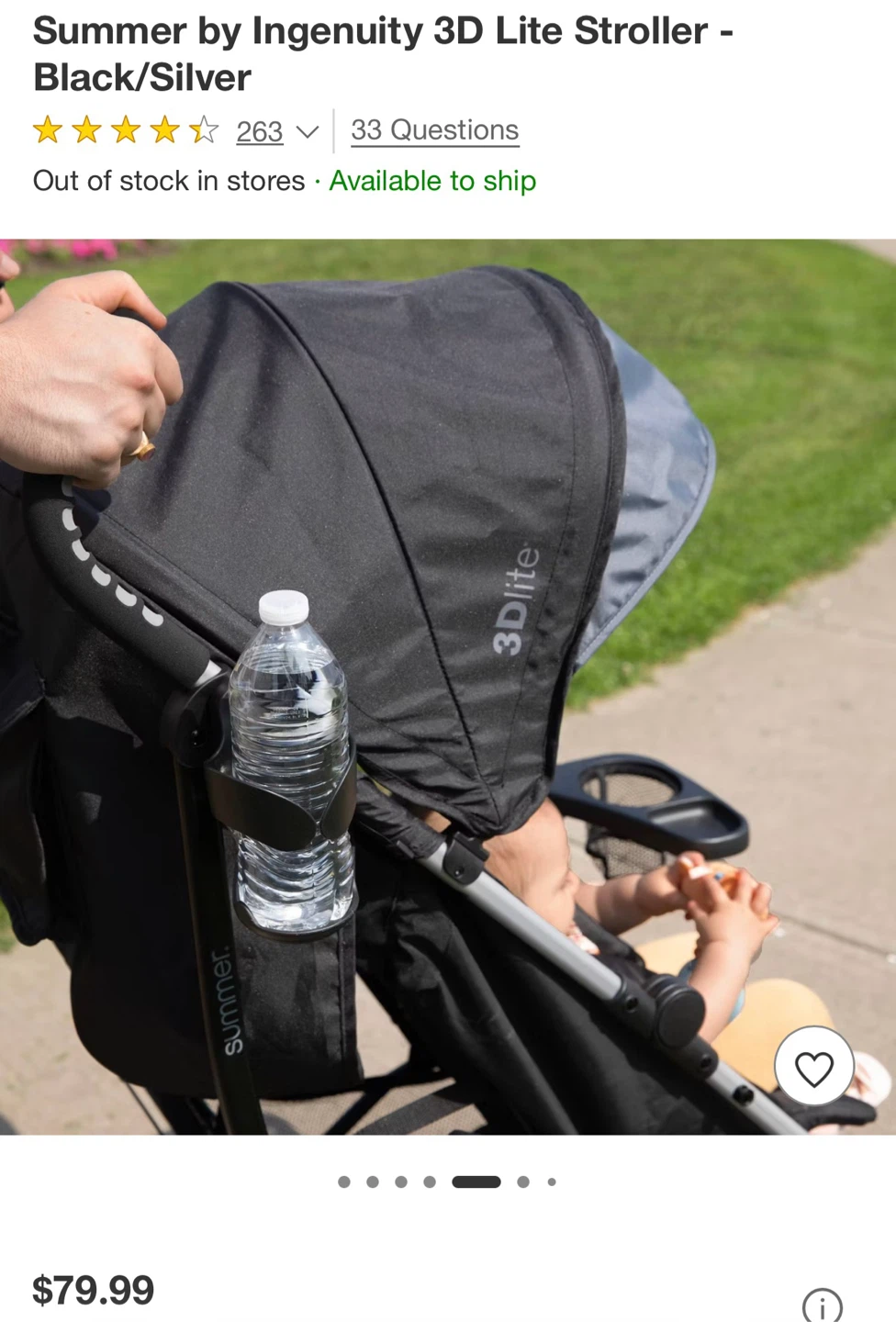 Summer by Ingenuity 3D Lite Stroller - Black/Silver - photo 3