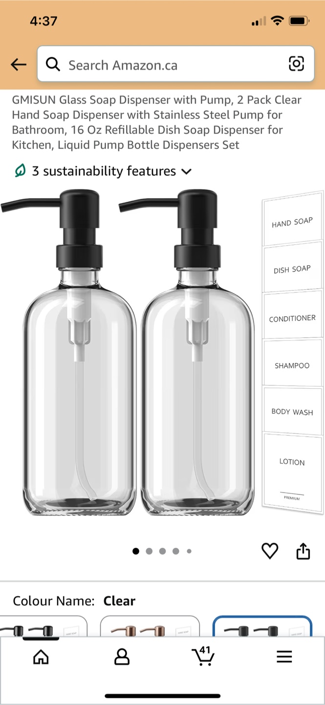 GMISUN Glass Soap Dispenser with Pump - 2 Pack