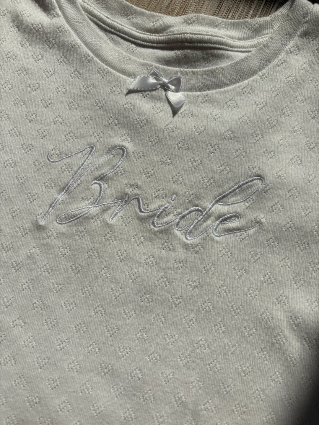 XS - Bride Embroidered Pointelle Baby Tee 🤍🎀 - photo 2