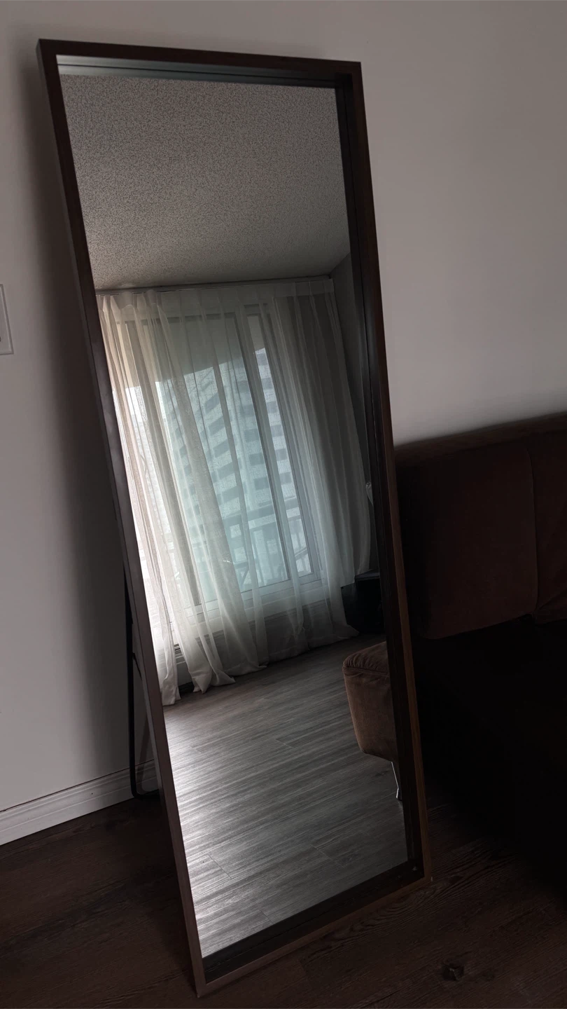 Standing Mirror with Dark Wood Frame