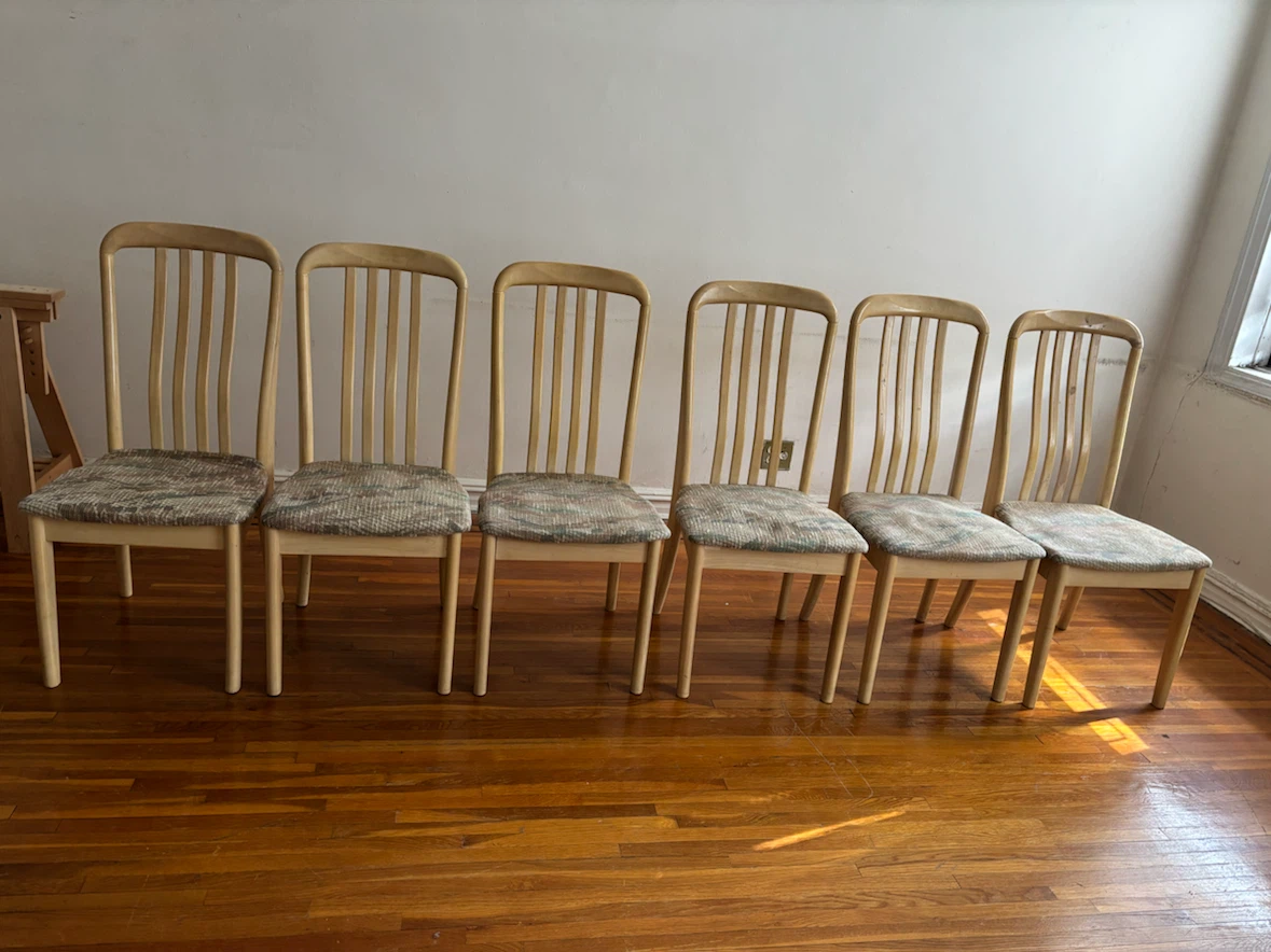 Set of 6 Wooden Dining Chairs and table set - photo 2