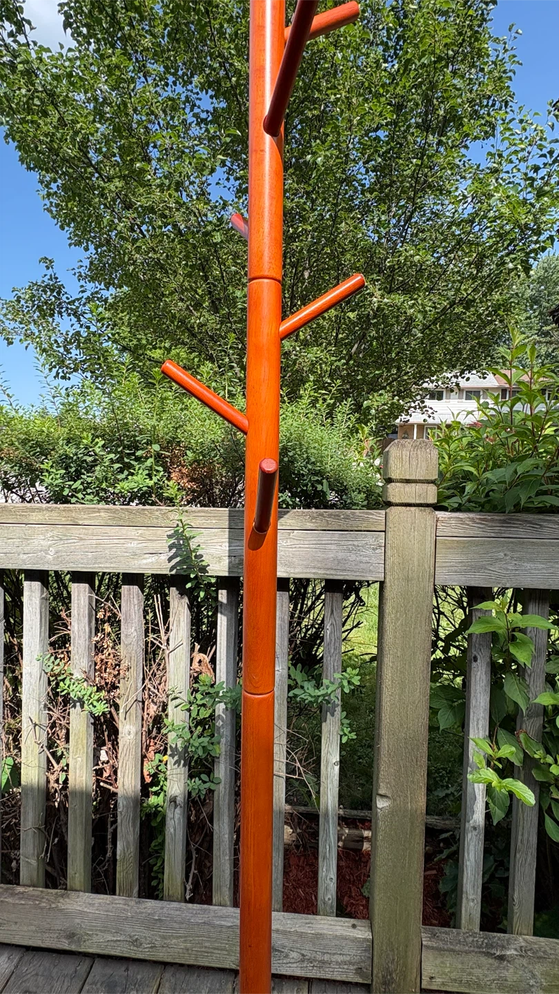 Orange Wooden Coat Rack with 8 hooks - photo 3