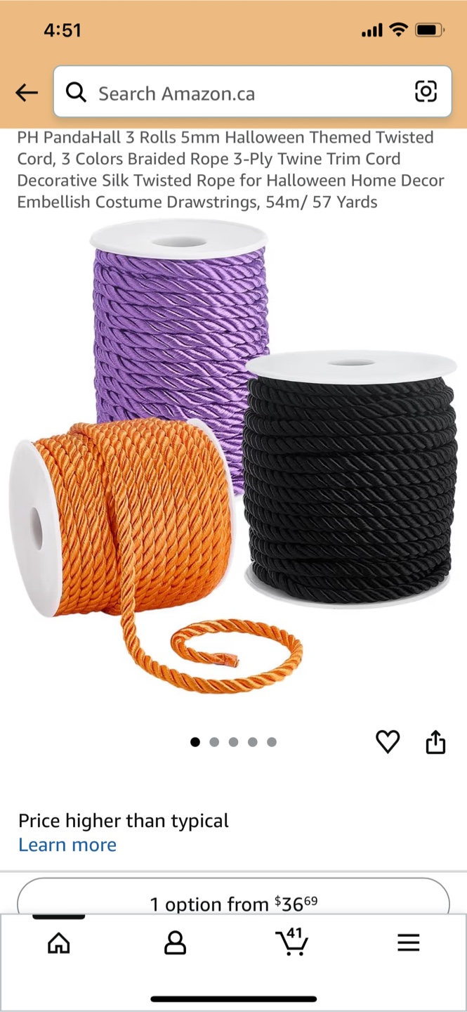 3 Rolls Halloween Themed Twisted Cord