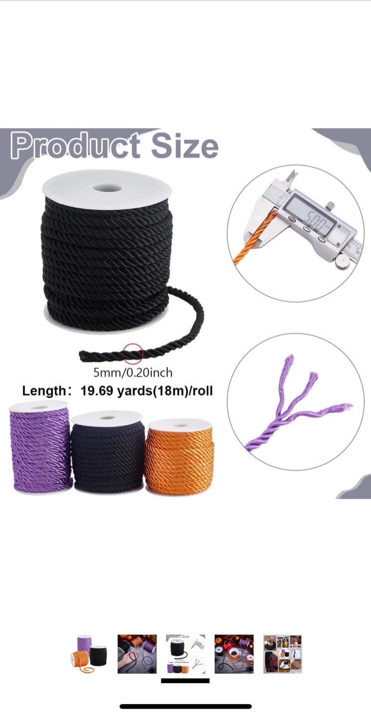 3 Rolls Halloween Themed Twisted Cord - photo 2
