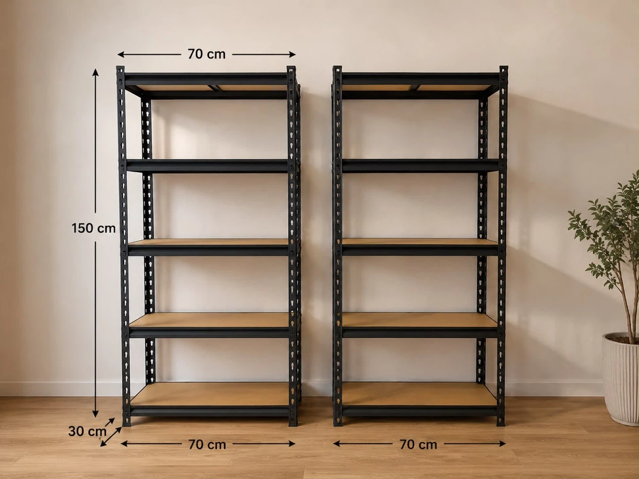 Set of 2 Black Metal Shelving Units