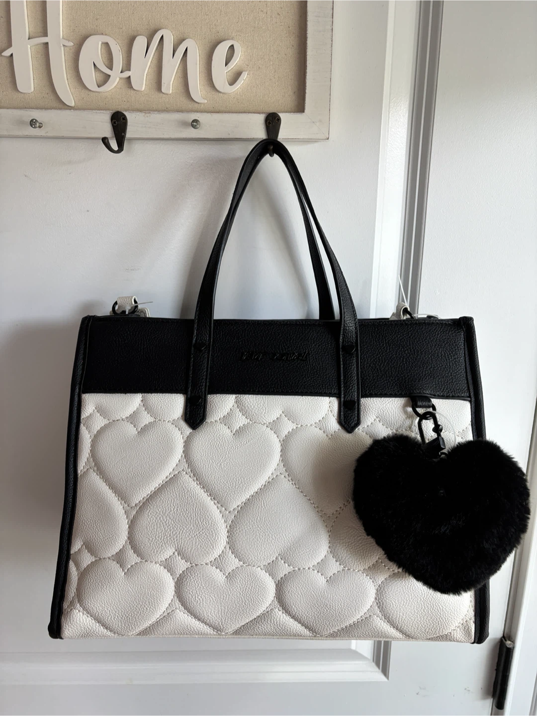Betsey Johnson Black & White Heart Tote Bag