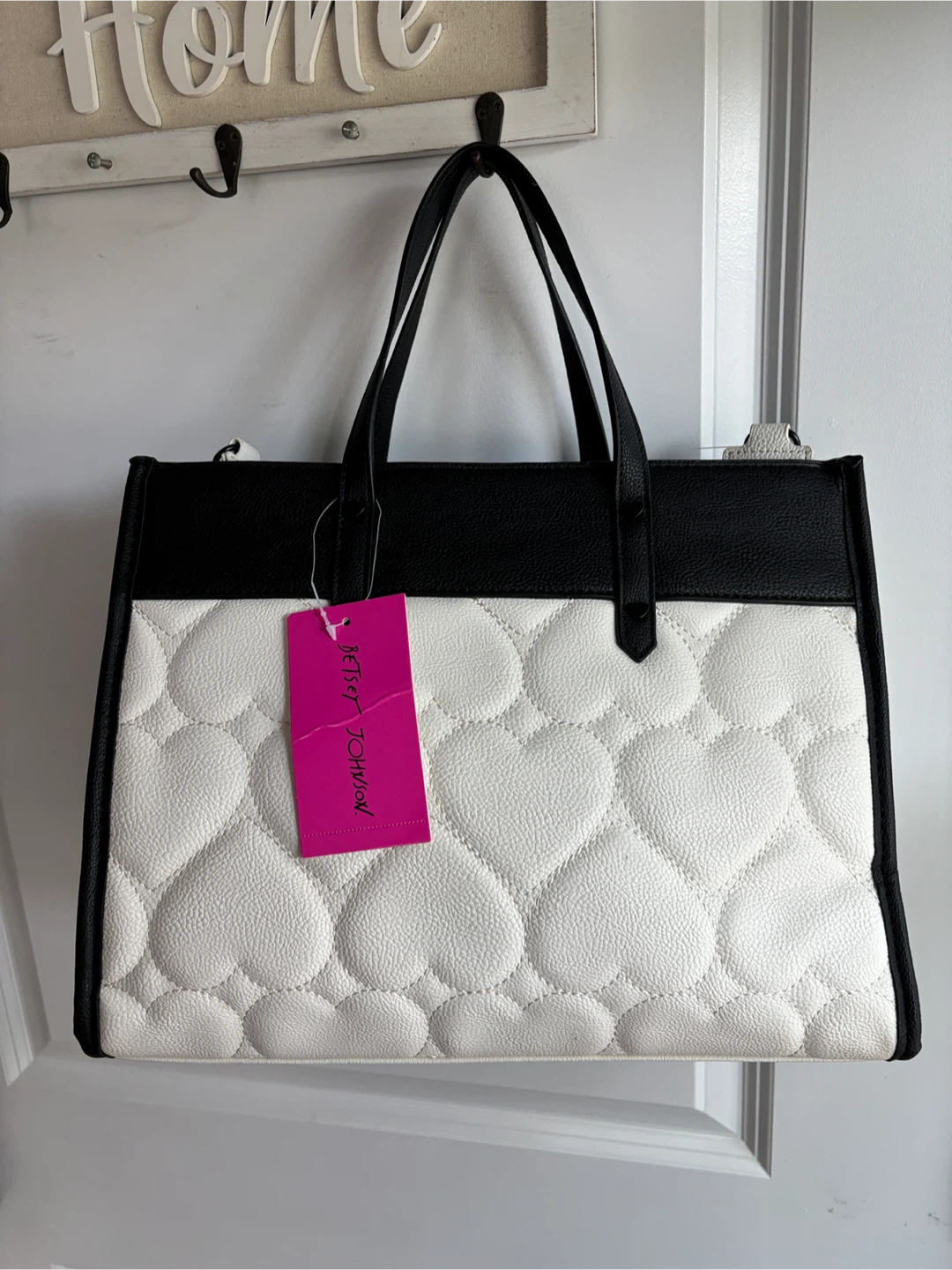 Betsey Johnson Black & White Heart Tote Bag - photo 2