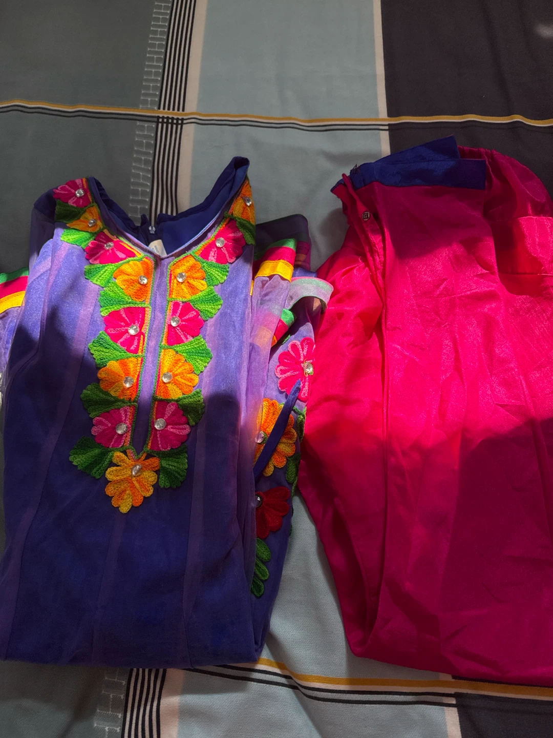 Purple Embroidered Kurti with Pink Pants