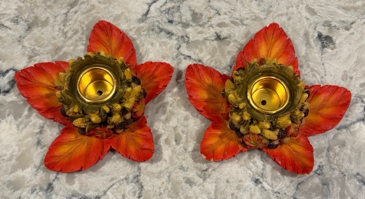 Vintage Fall Harvest Tealight Candle Holders Set
