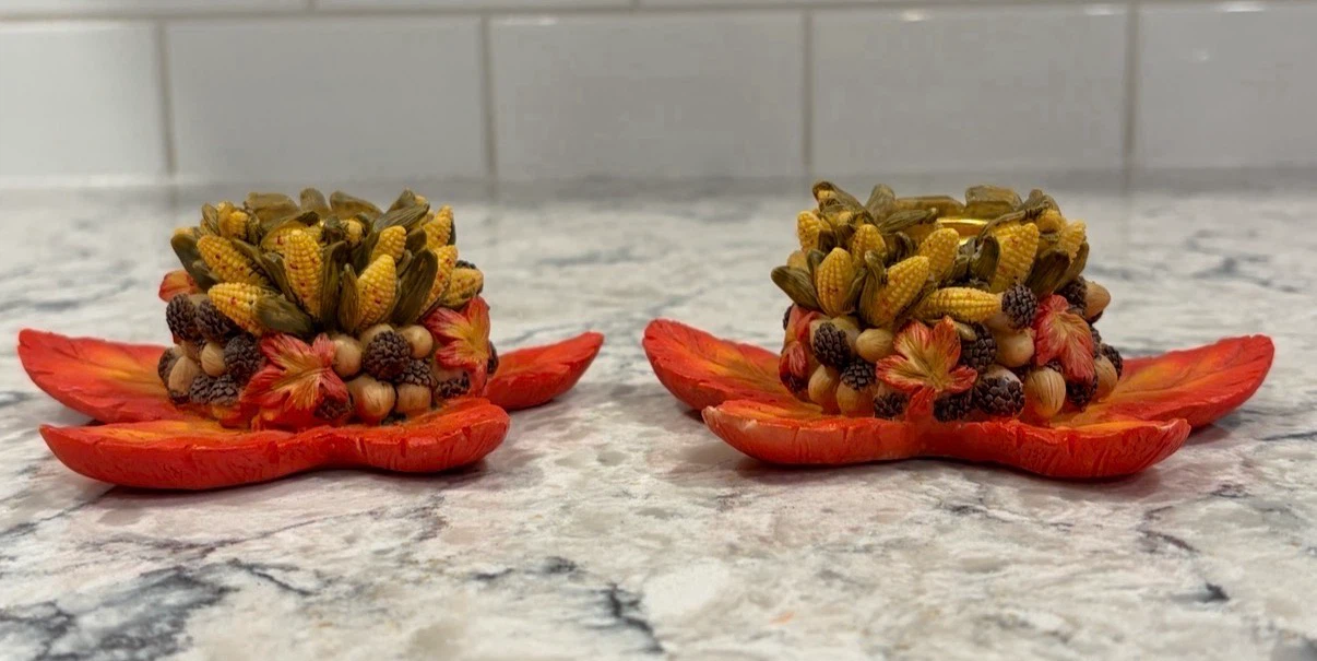 Vintage Fall Harvest Tealight Candle Holders Set - photo 2