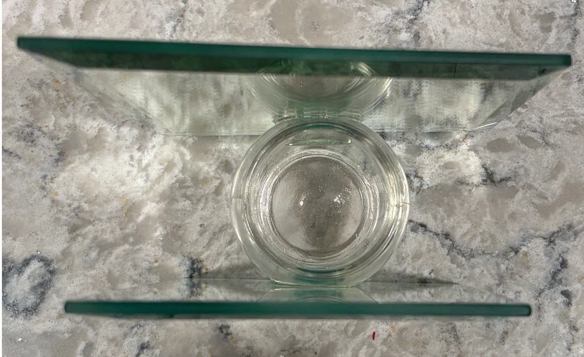 Glass Mirrored Tea Light Candle Holder w/ Frosted Holly Design - photo 3