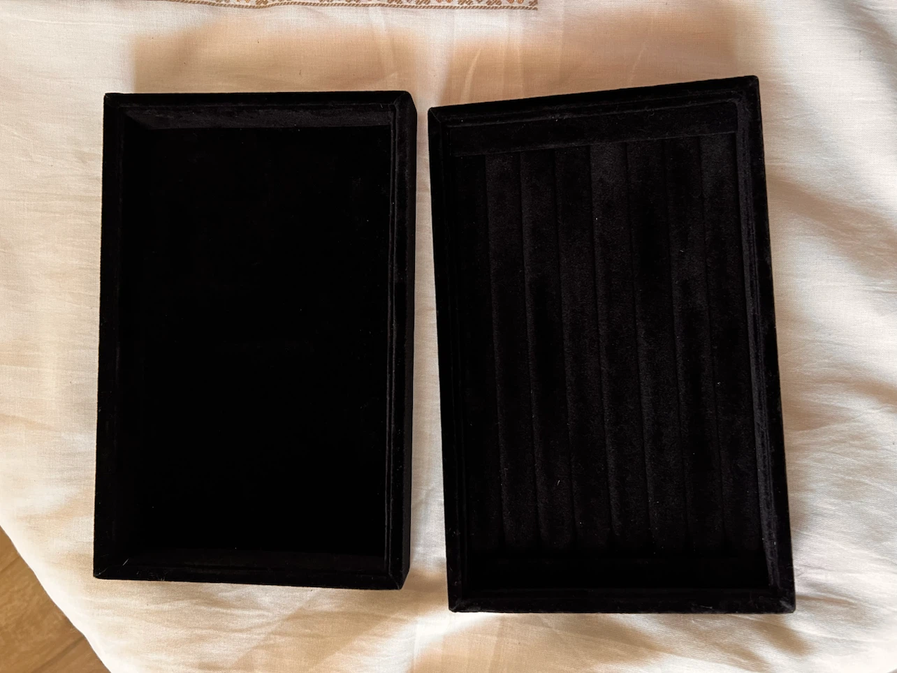 Black Velvet Jewelry Display Trays (Set of 2)