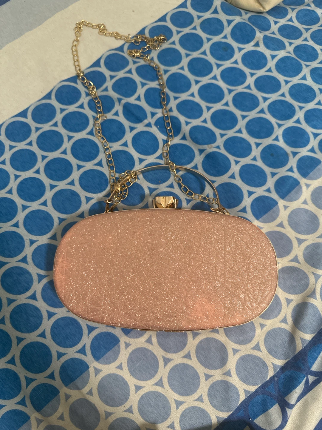 Gold Beaded Clutch Bag with Chain & Pink Clutch - photo 3