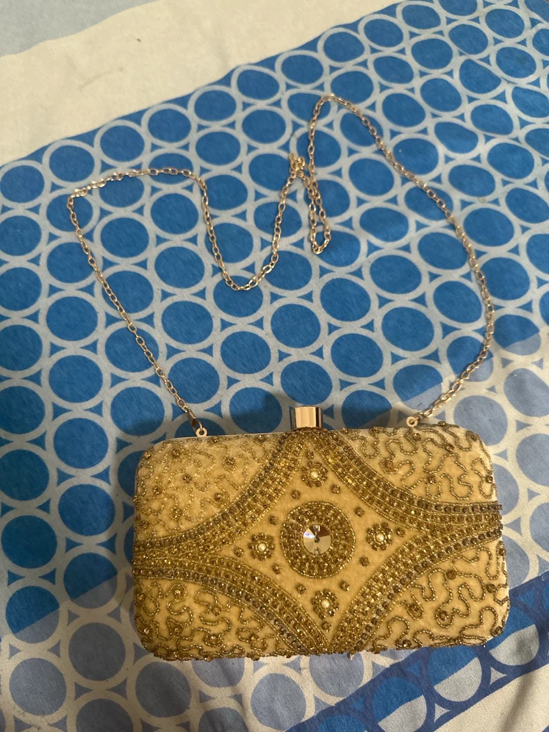 Gold Beaded Clutch Bag with Chain & Pink Clutch - photo 4