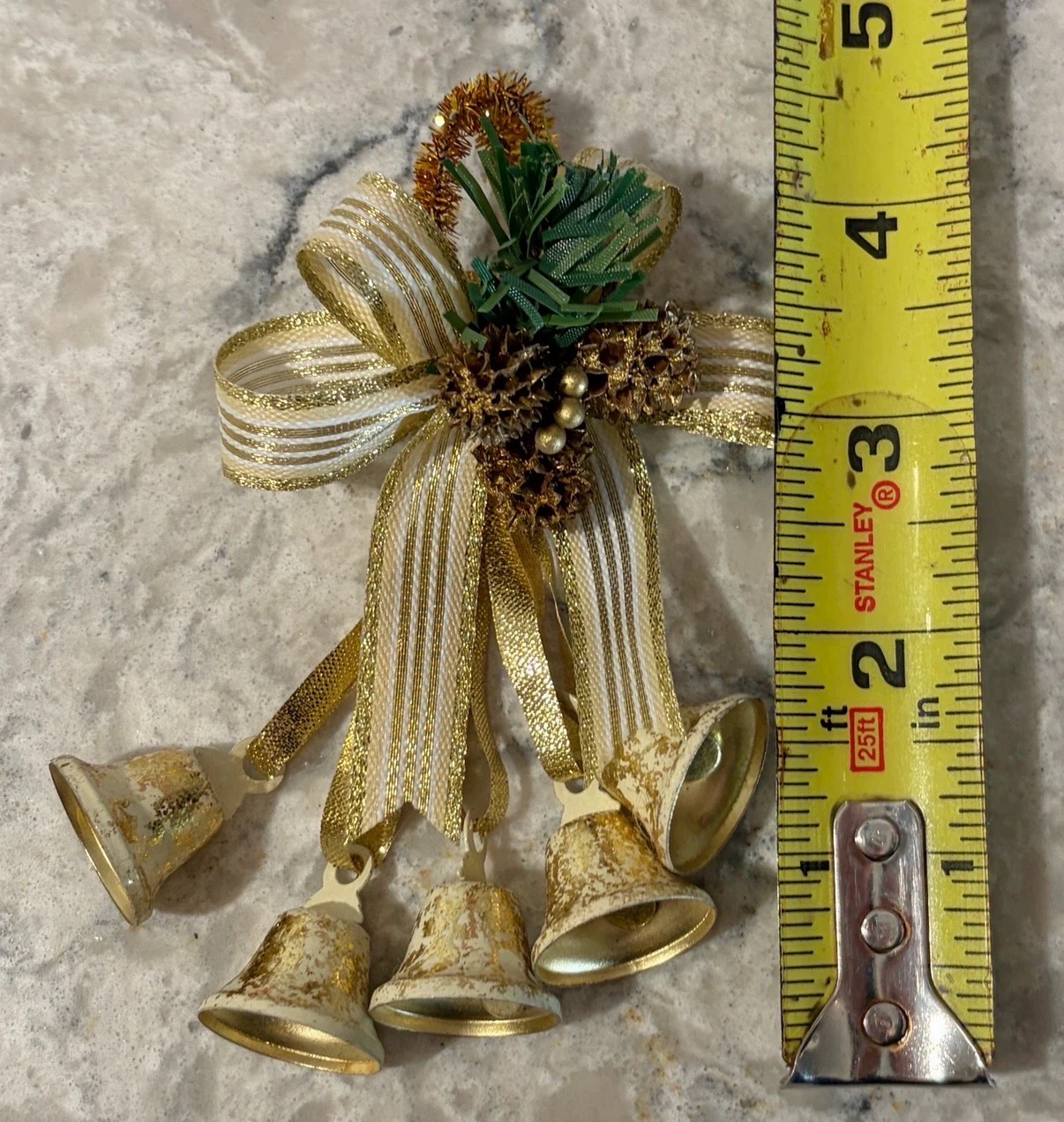 Christmas Bell Door Hanging Decoration – Gold & White Bow - photo 3