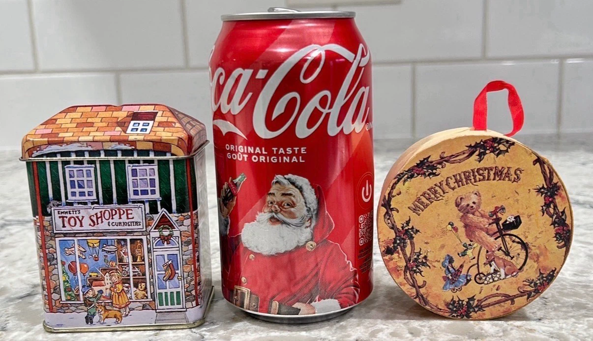 Mini Christmas Tins & Wooden Like Keepsake Box - photo 2