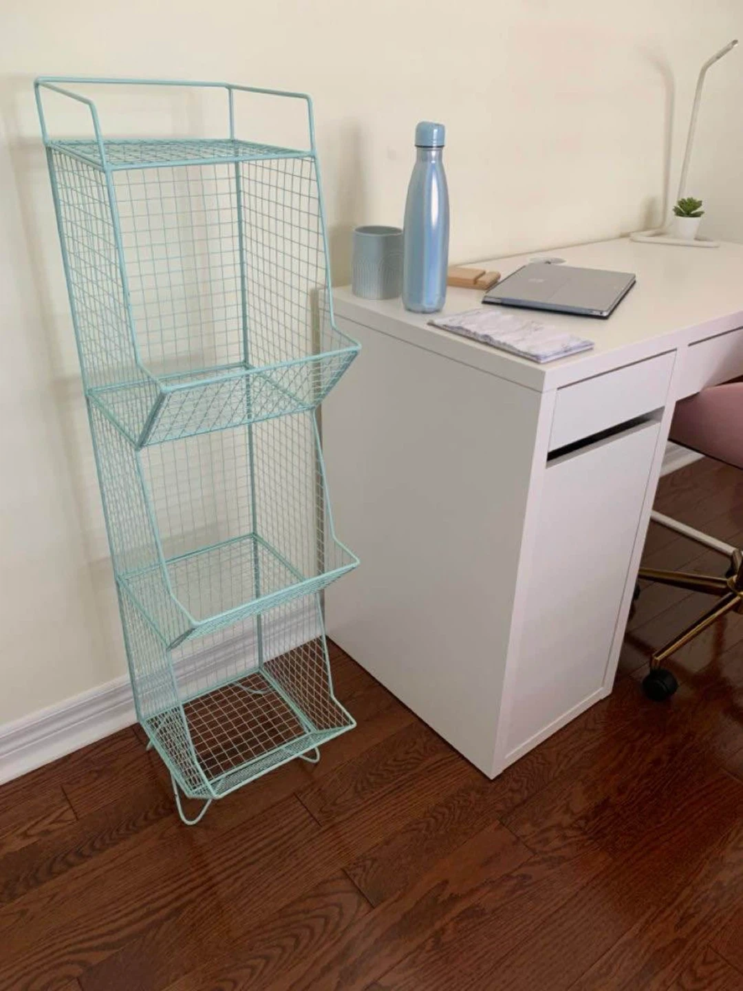 wire storage rack with baskets