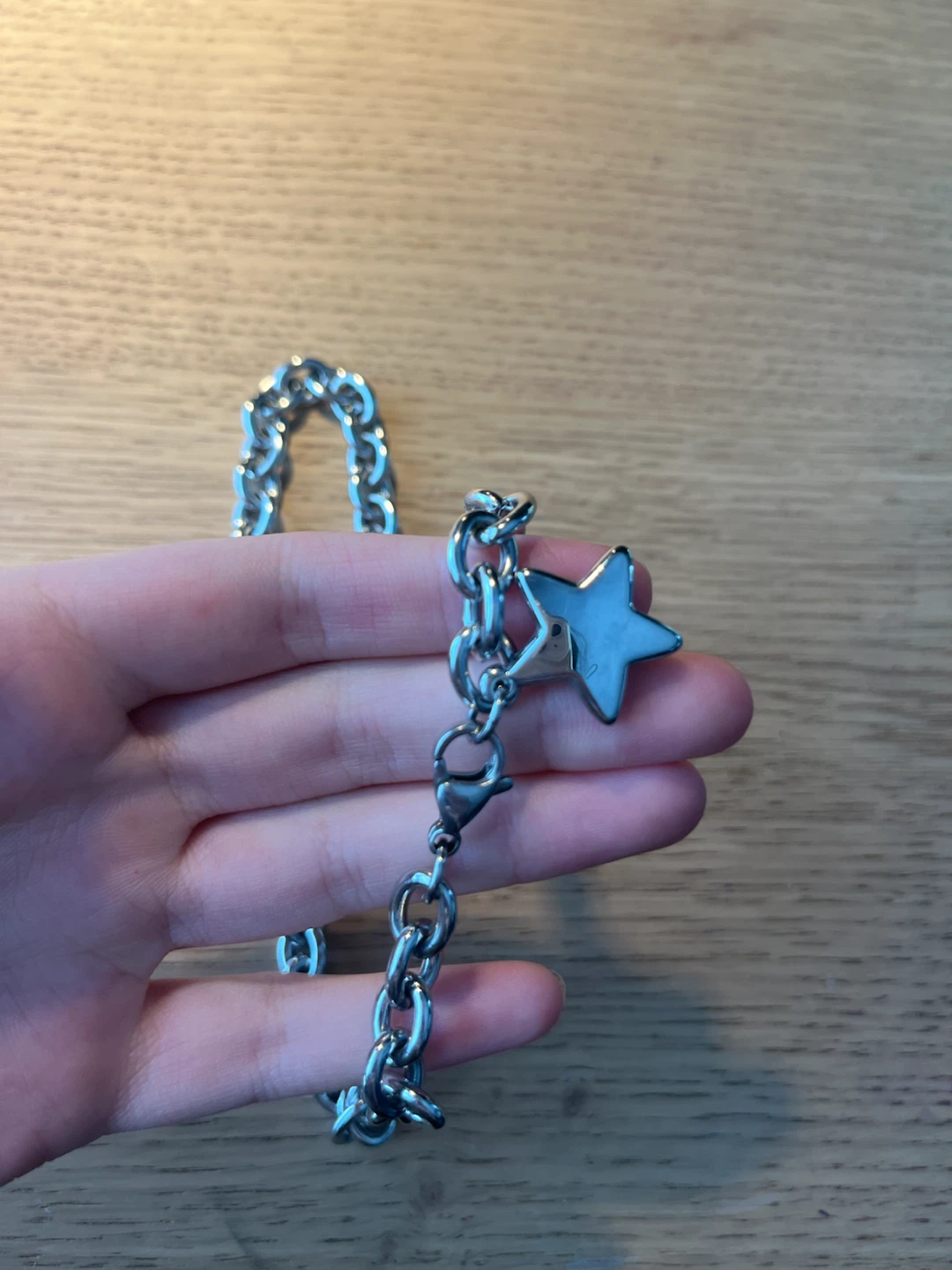 Thick silver chain with star charm - photo 2