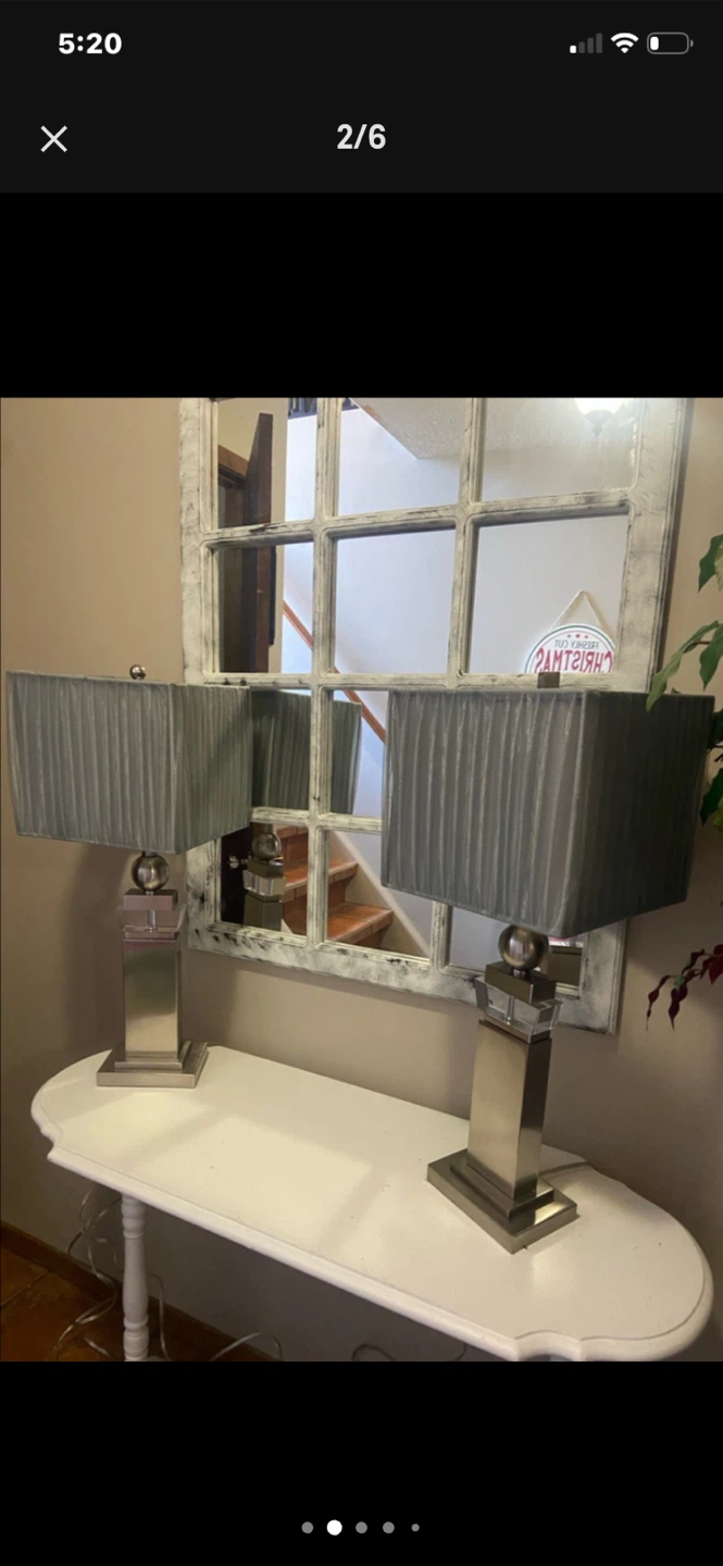 Pair of Modern Silver Table Lamps - photo 2