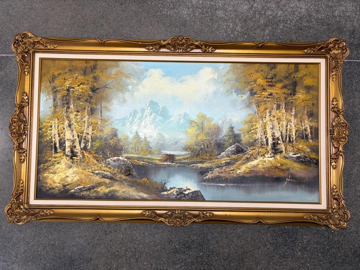 Large Framed Landscape Oil Painting