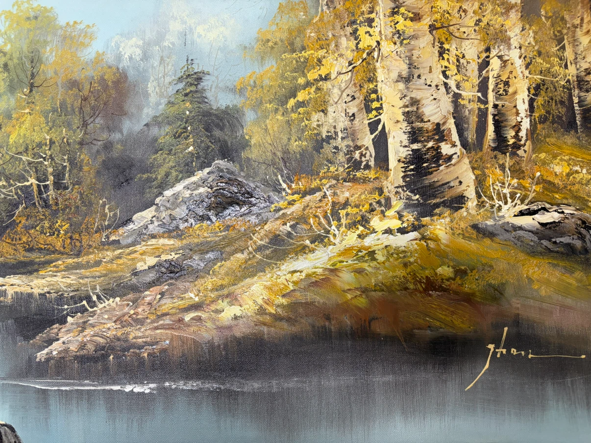 Large Framed Landscape Oil Painting - photo 3
