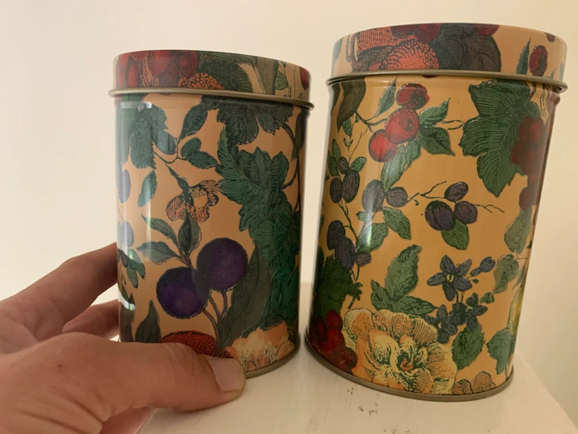 Vintage Floral Fruit Tin Canisters - Set of 2 - photo 2