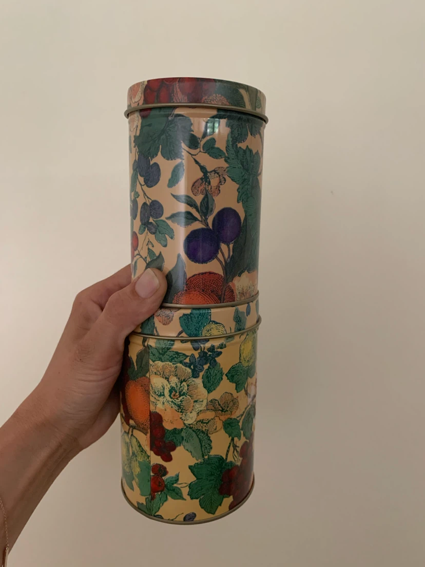Vintage Floral Fruit Tin Canisters - Set of 2 - photo 3