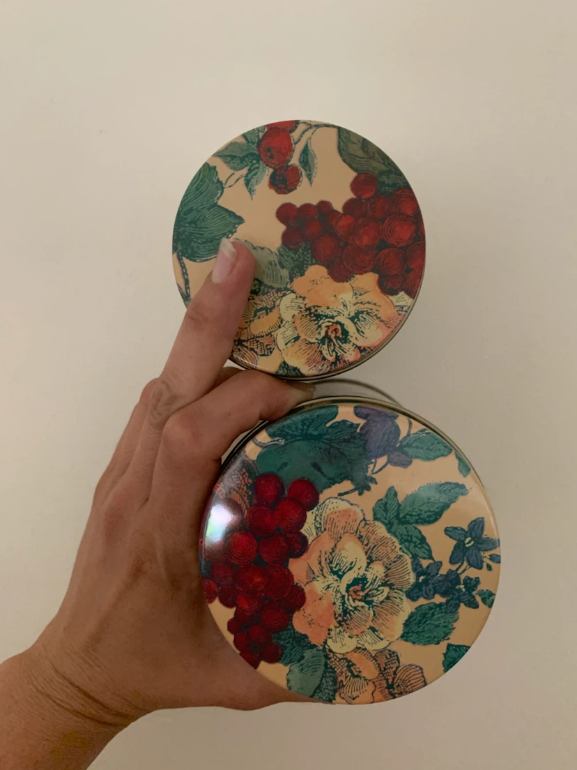 Vintage Floral Fruit Tin Canisters - Set of 2 - photo 5