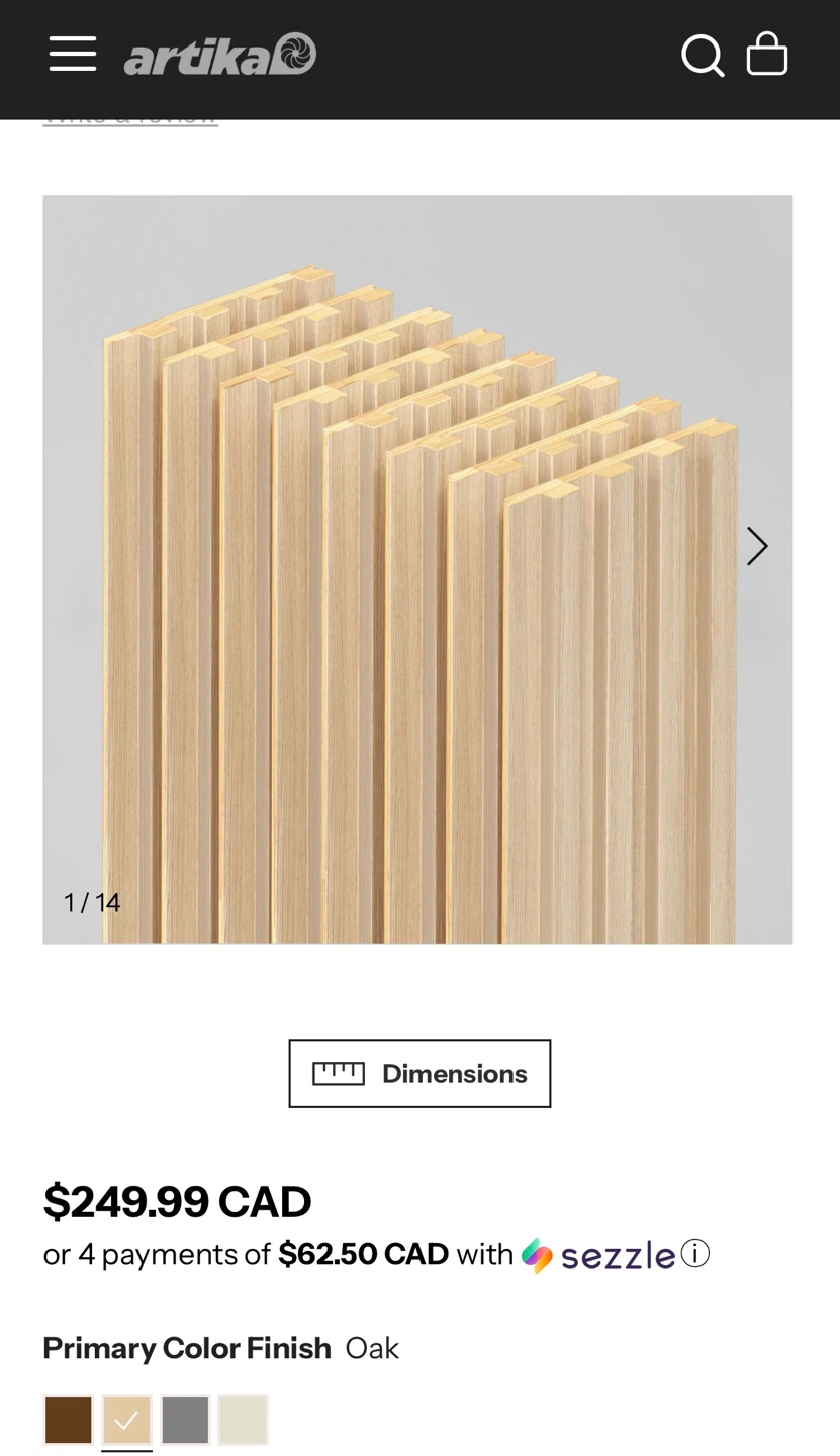 Artika Panolok Oak Slat Wall Panels- 8 panels