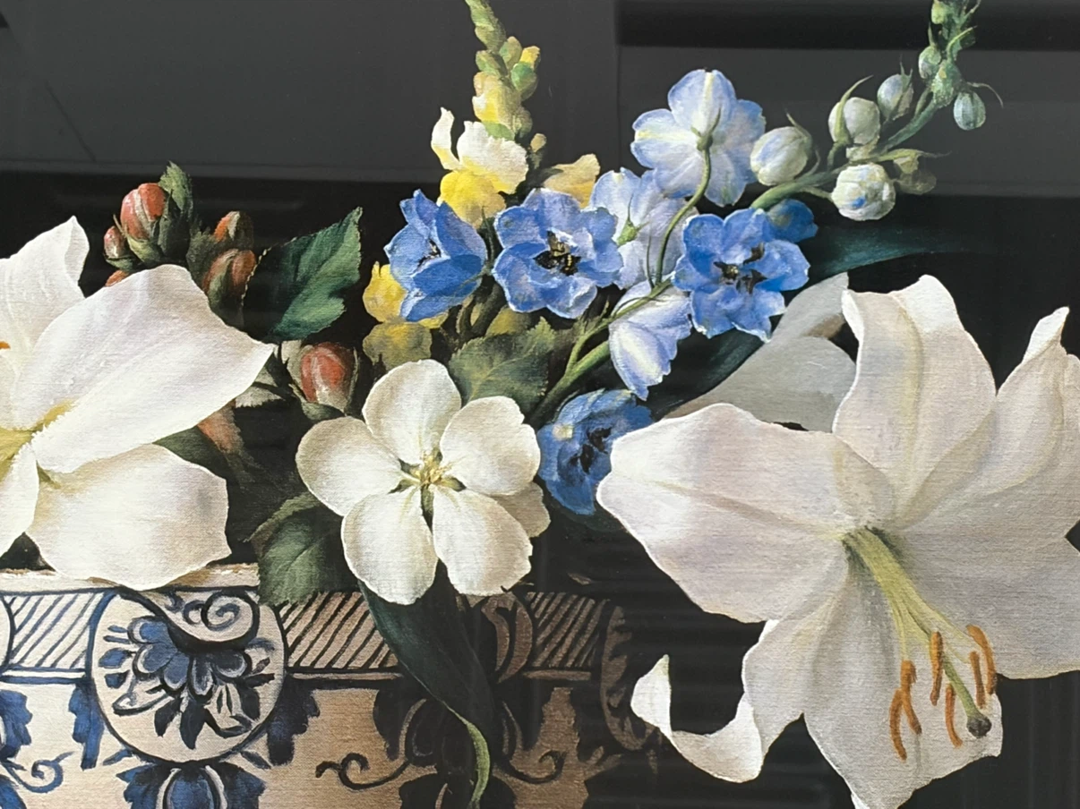 Large Framed Floral Wall Art – White Lily Still Life - photo 2
