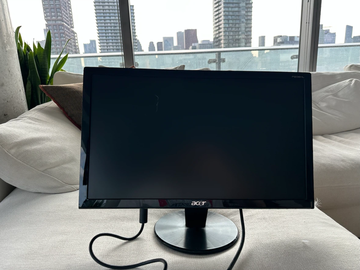 Acer P206HL 20-inch monitor — VGA/DVI — cables included