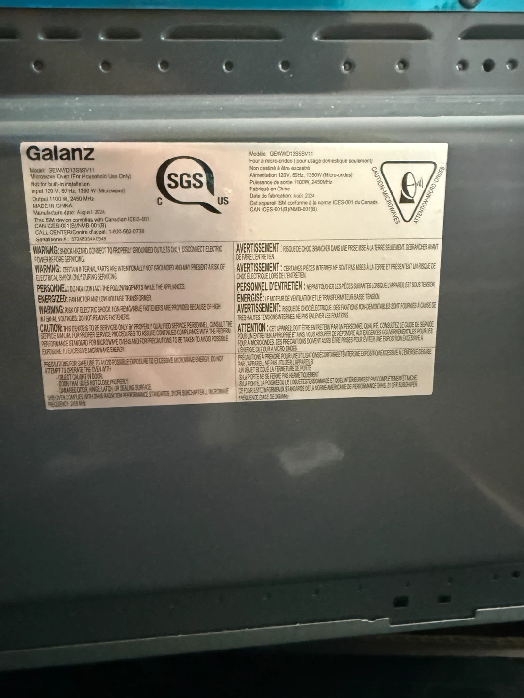 Galanz ExpressWave Microwave 1100W - photo 4