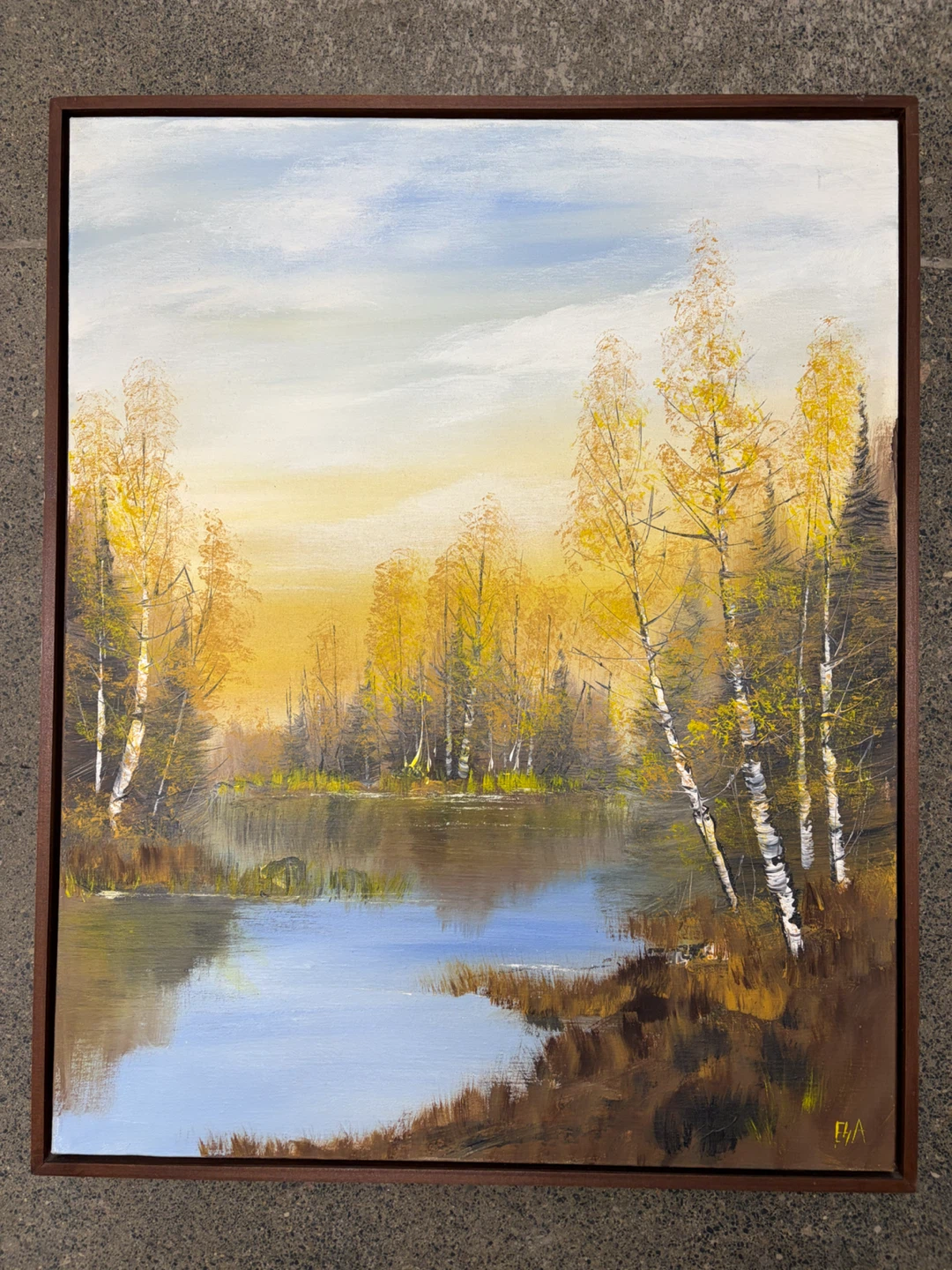 Original Framed Landscape Oil Painting – 79.5 × 64 cm