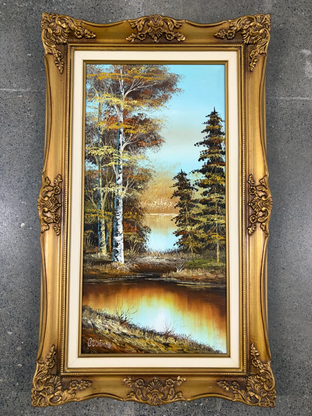 Original Framed Landscape Oil Painting – 76.5 × 46 cm
