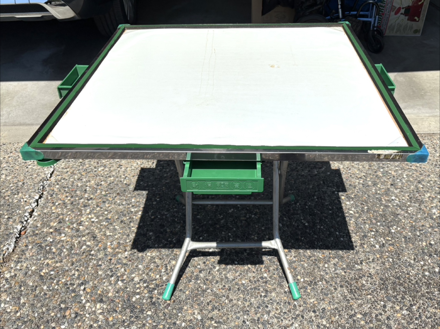 Vintage Mahjong Table with Green Accents
