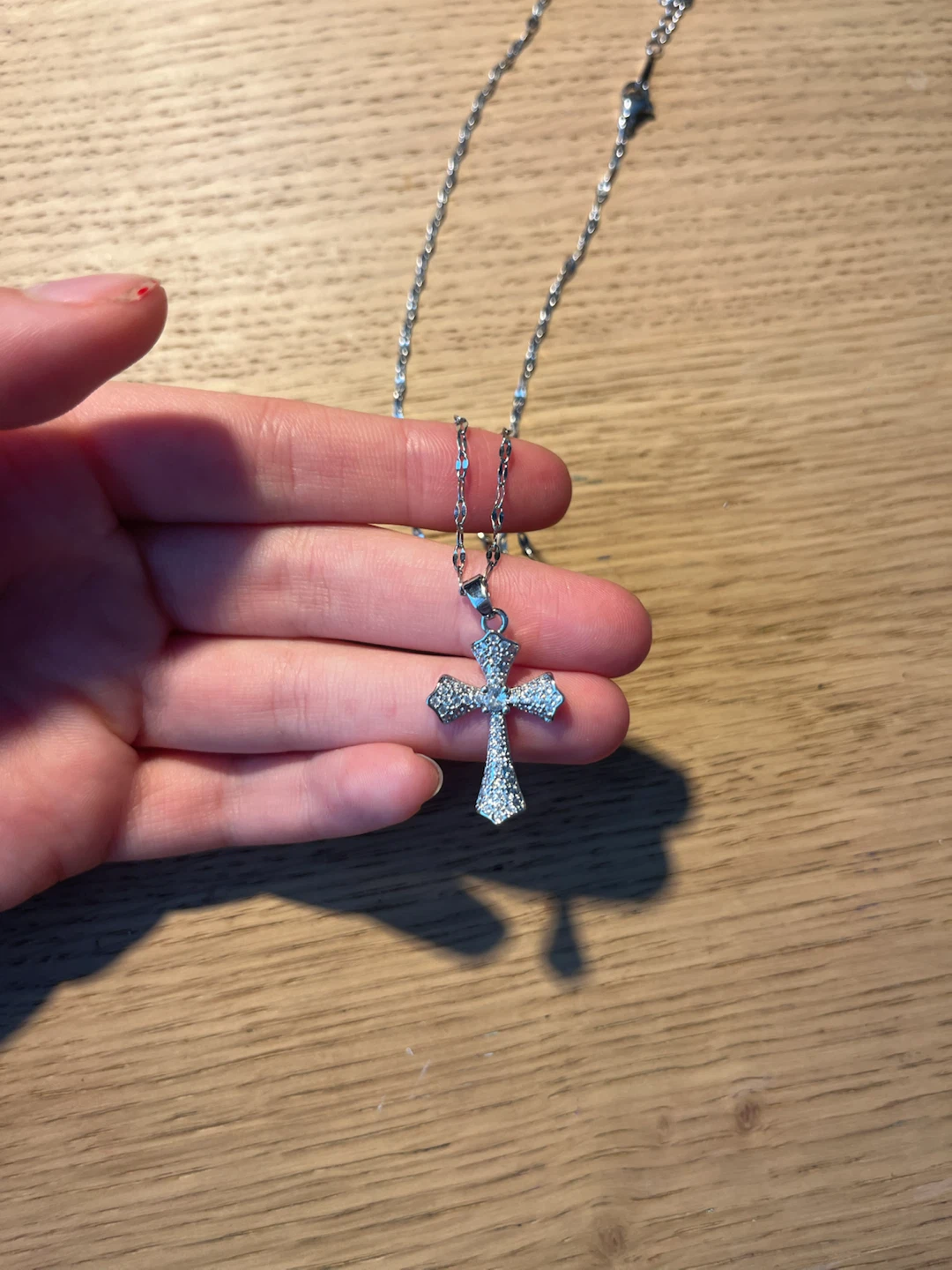 small curvy cross with gems - photo 2