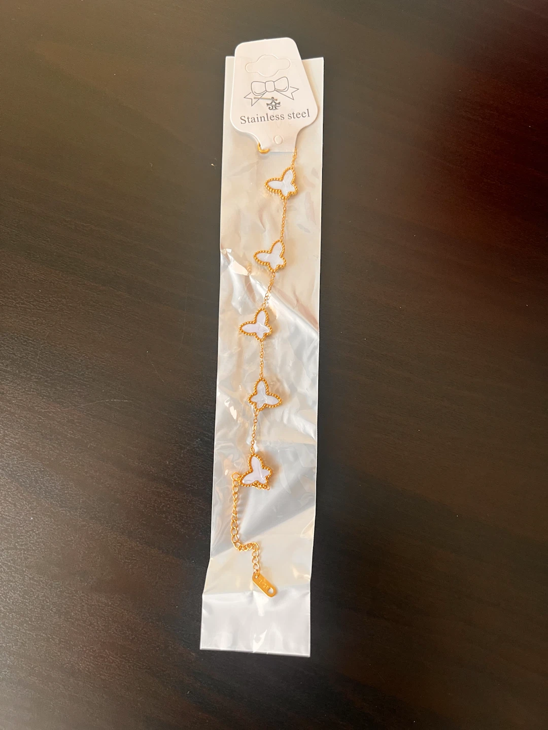 18K Gold Plated Stainless Steel Butterfly Bracelet – New