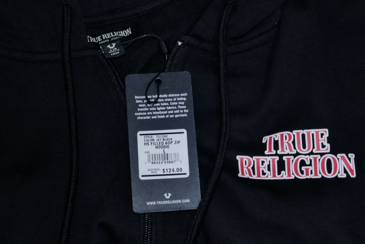 True Religion Black Zip Hoodie