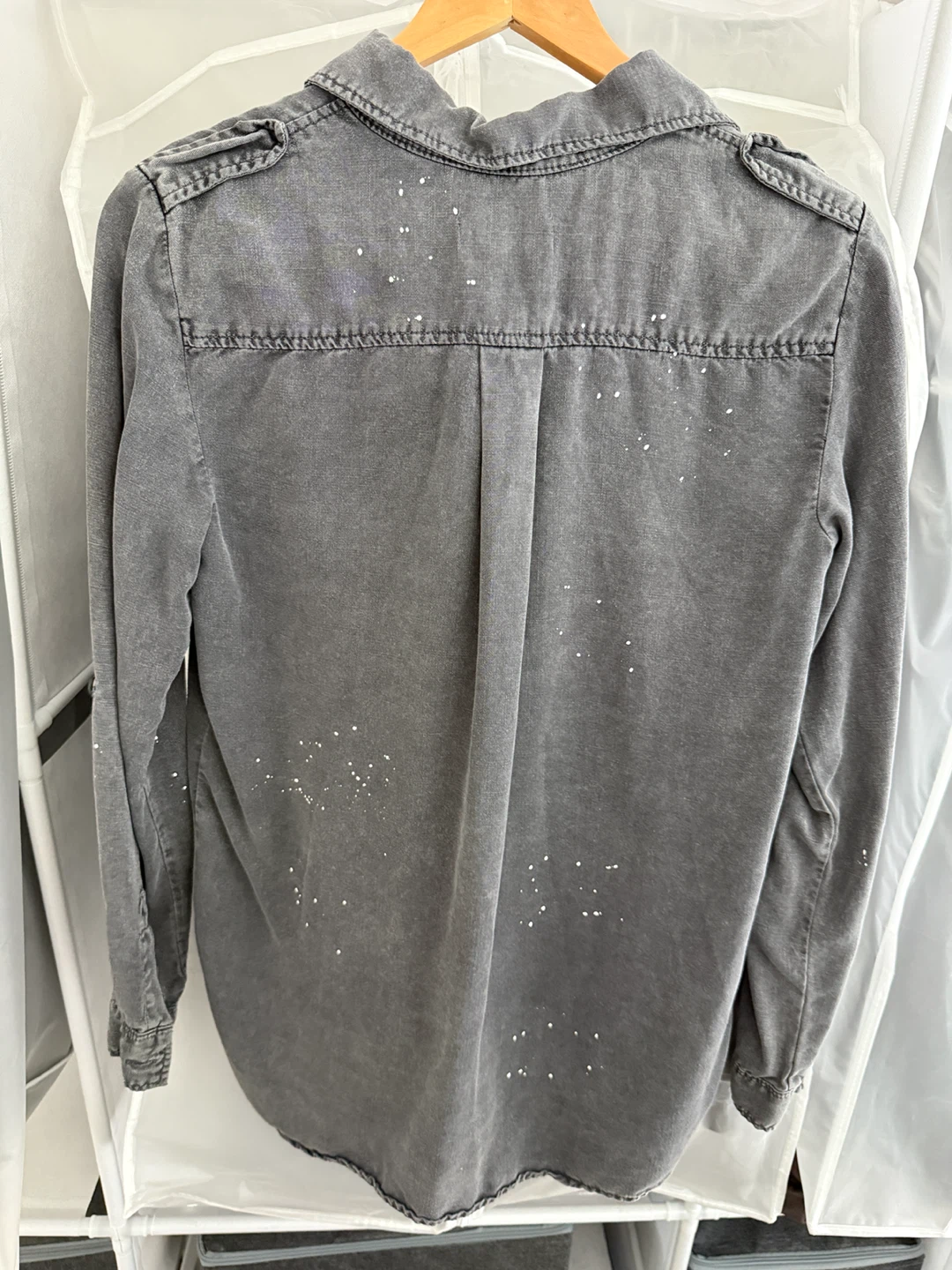 Zara Woman Grey Distressed Denim Shirt - photo 3