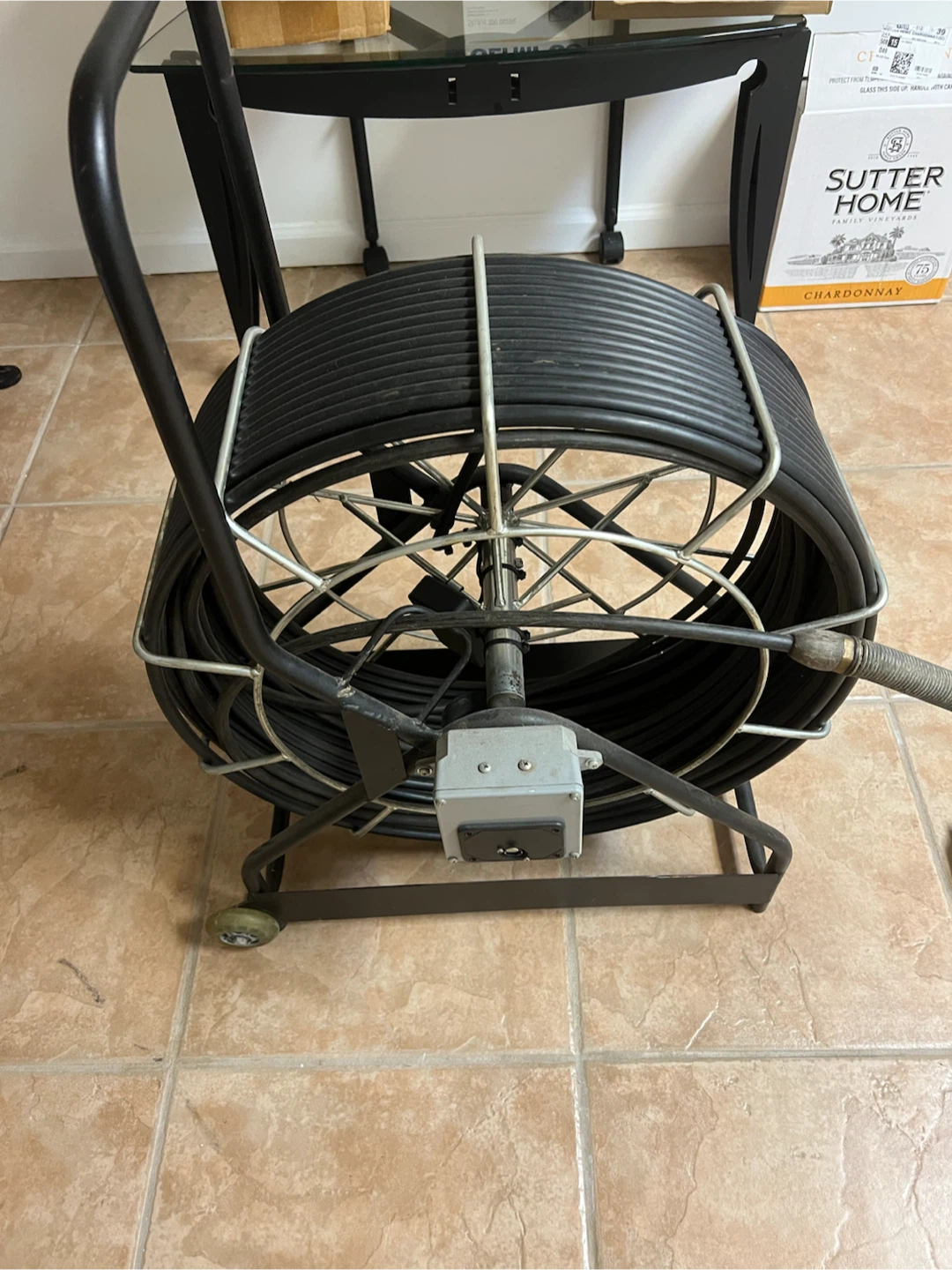 Drain Cleaning Auger Machine with Cart