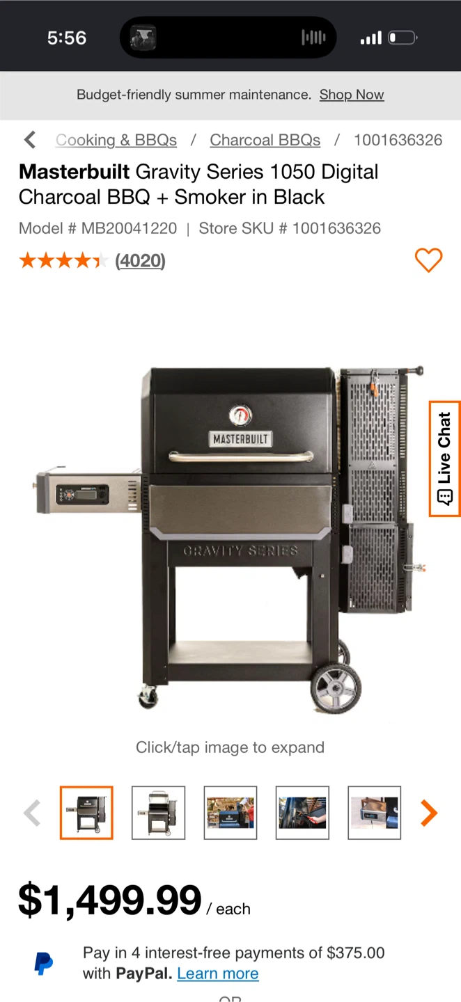 Masterbuilt 1050 Digital Charcoal BBQ + Smoker in Black - photo 2
