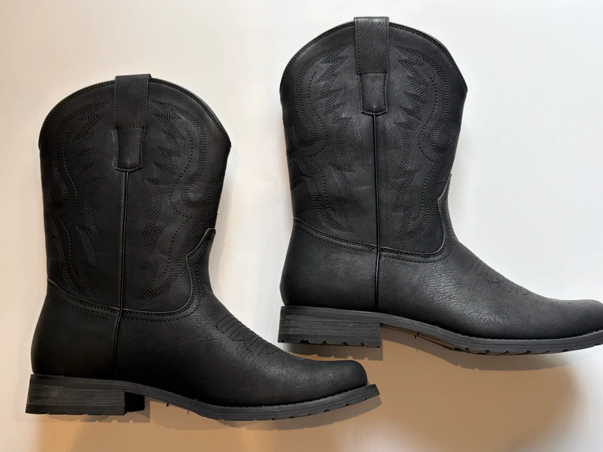 New J's.o.l.e Men’s US 9/EUR 42 Black Round Toe Cowboy Boots