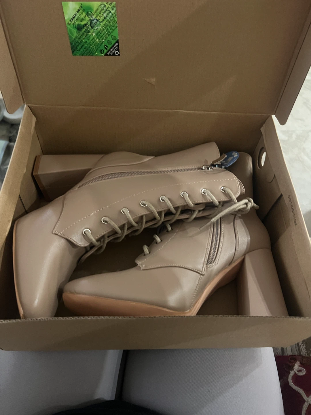 NEWBELLA Women's Square Toe Lace-Up Ankle Boots - photo 4
