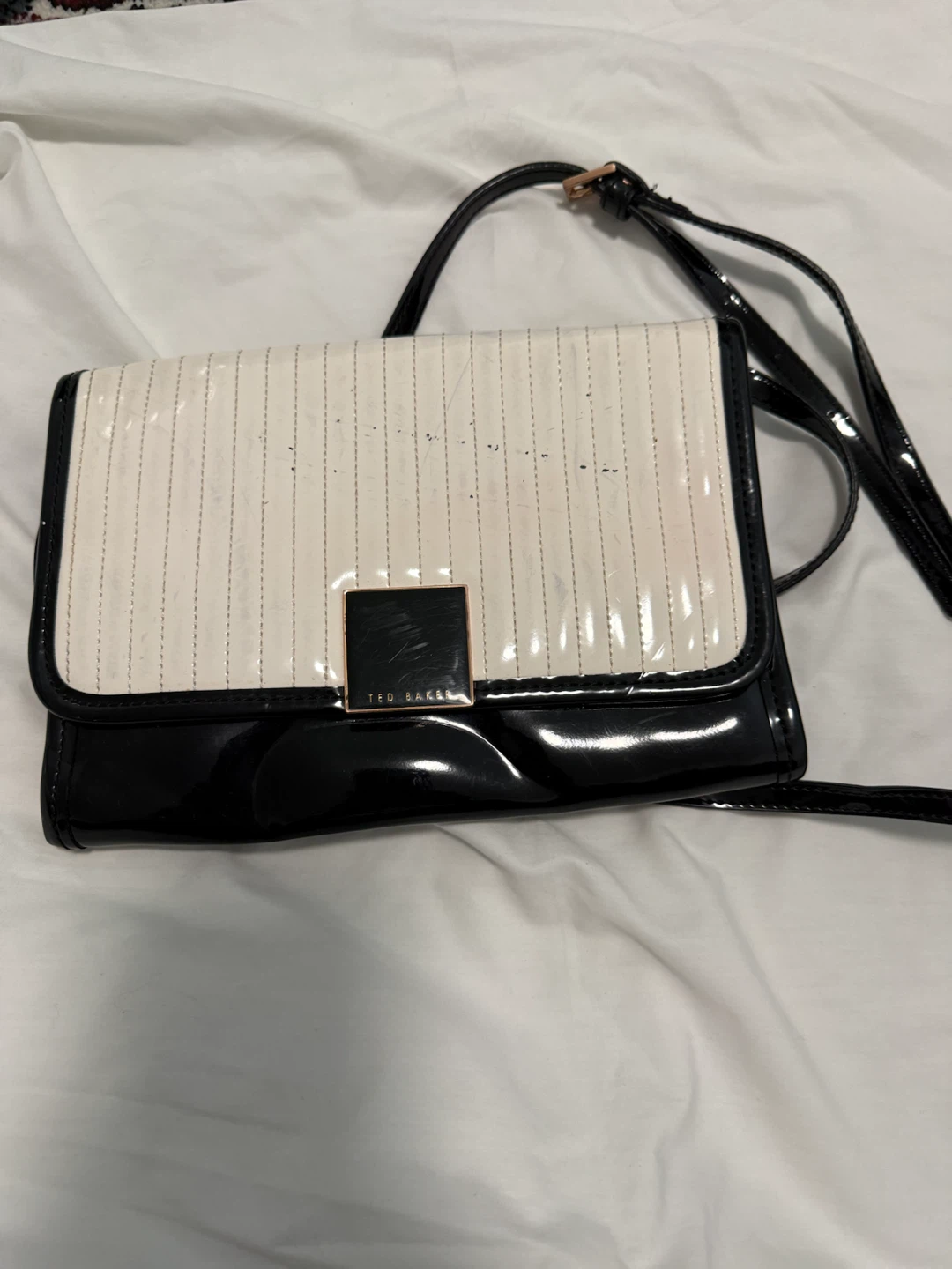 Ted Baker Black & White Striped Patent Clutch - photo 3