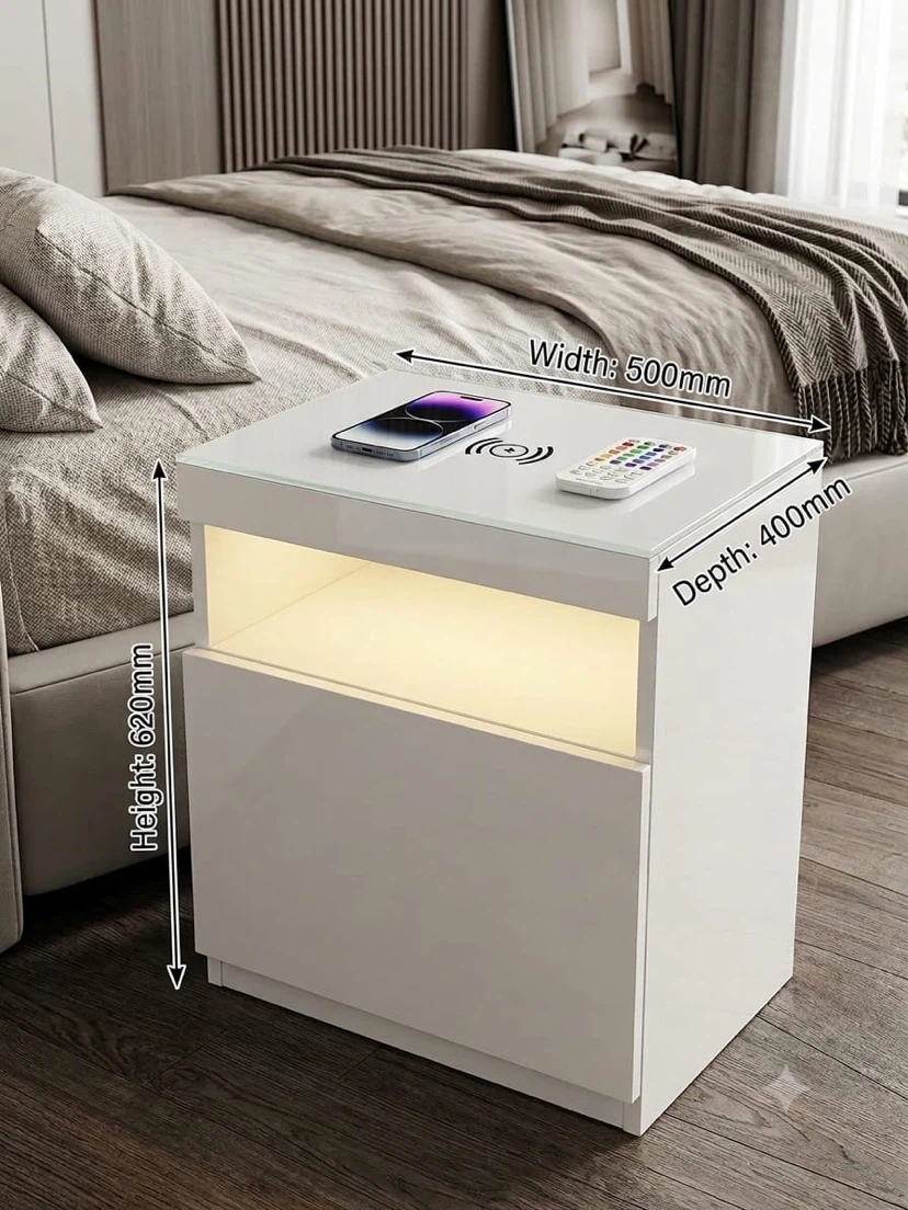 Modern nightstand with a built-in wireless charging and LED - photo 2