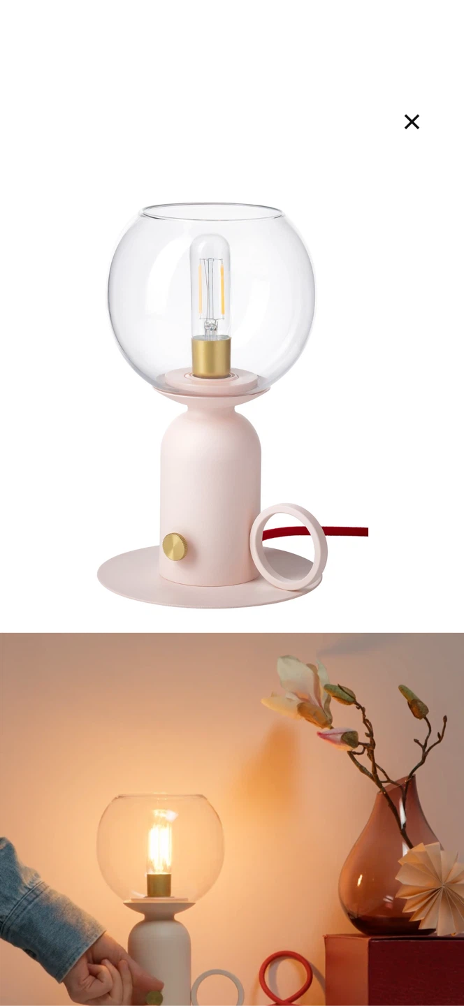 Moving sale- IKEA cute pink table lamp with bulk