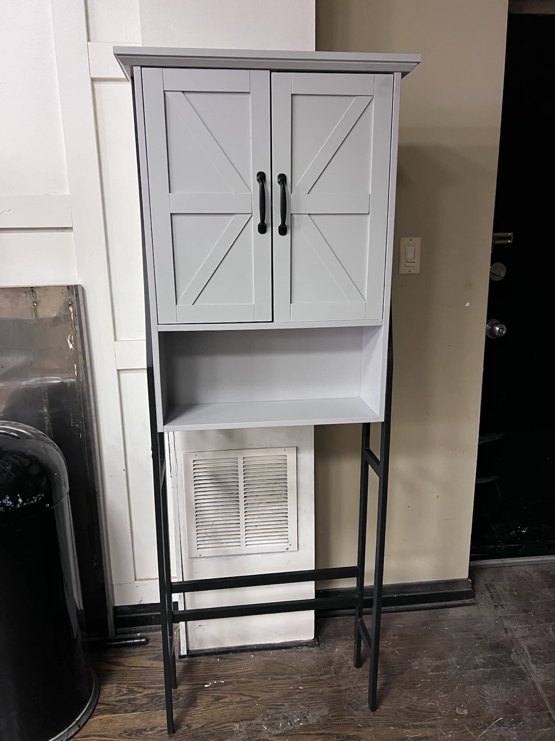 Gray Barn Door Style Bathroom Storage Cabinet - photo 2